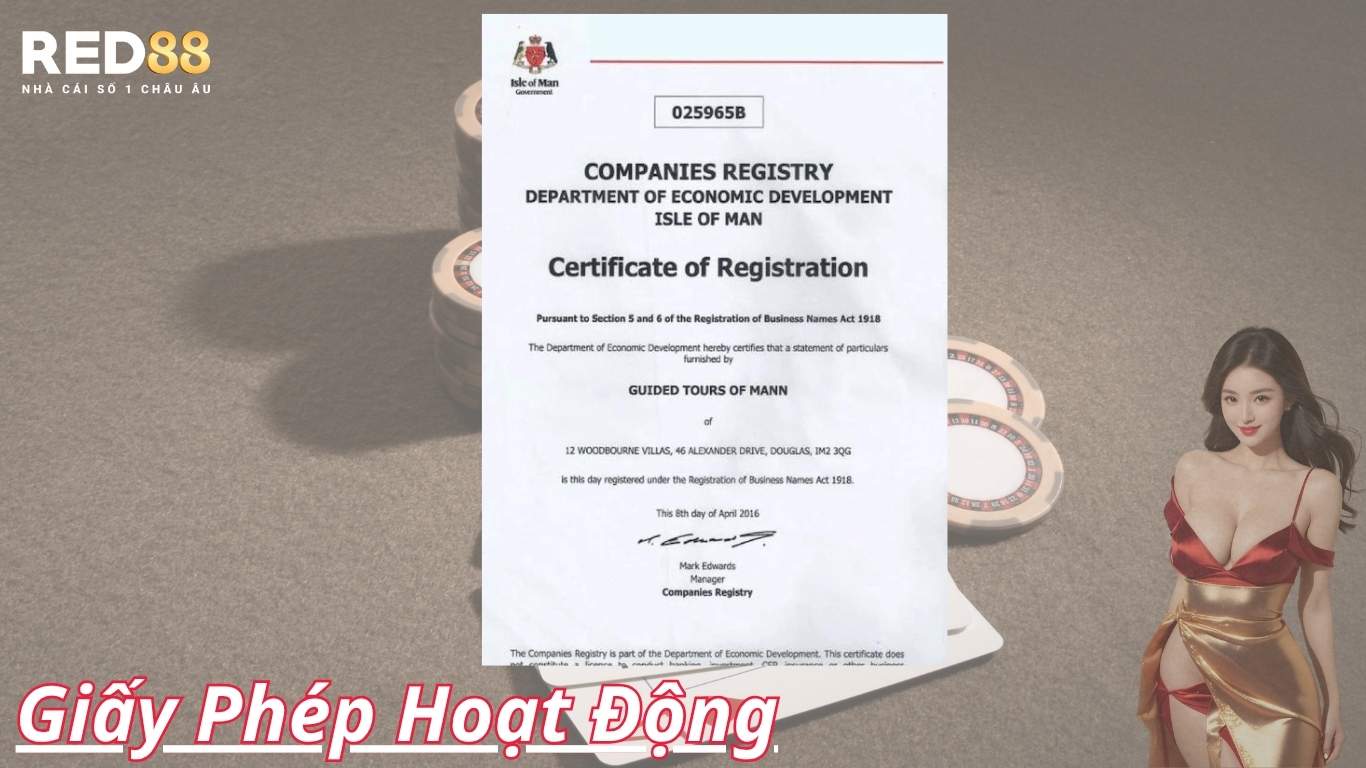Giấy phép hoạt động từ Isle of Man Gambling Supervision Commission
