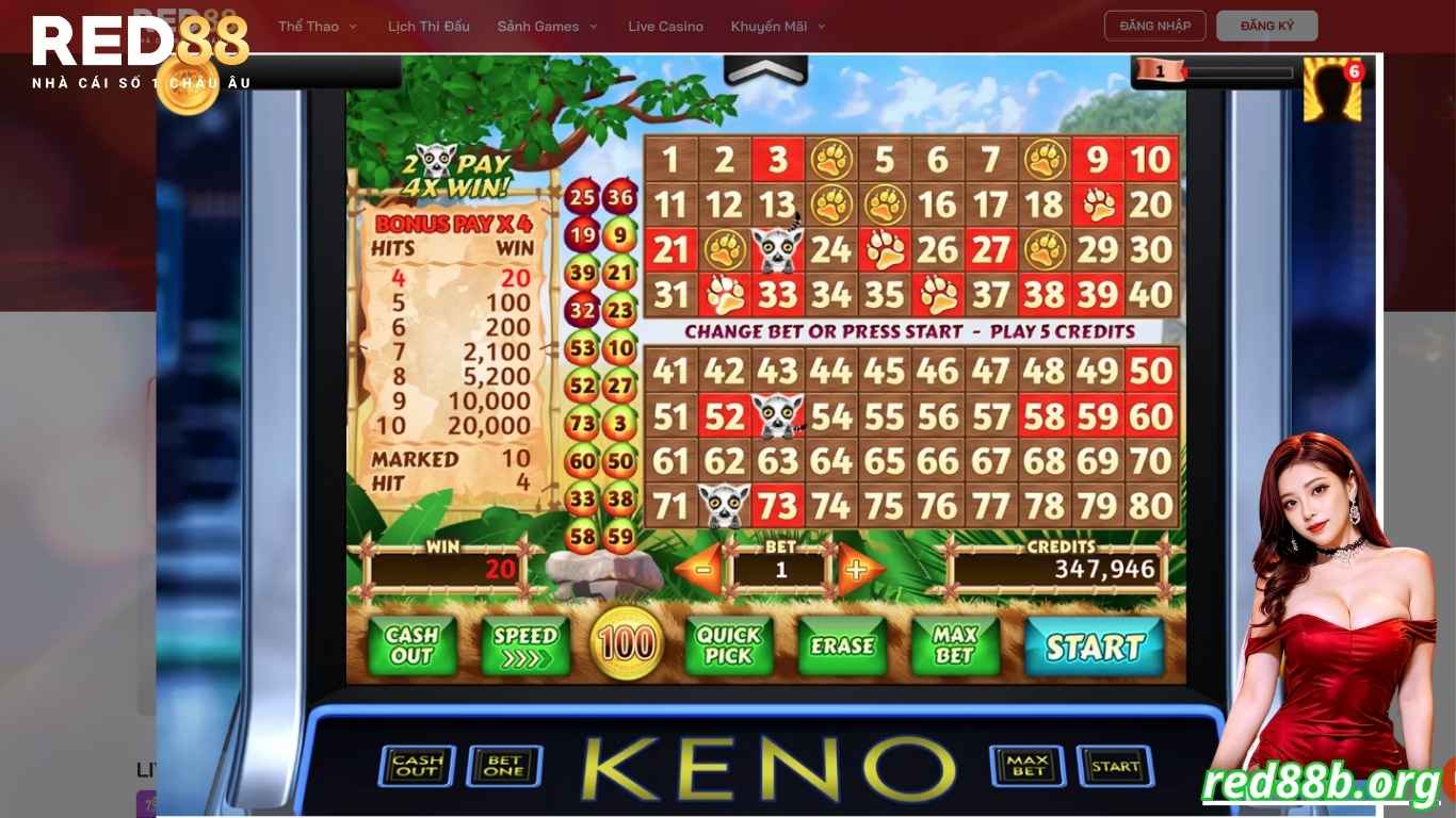 Hướng dẫn quy trình chơi Keno Red88 cơ bản