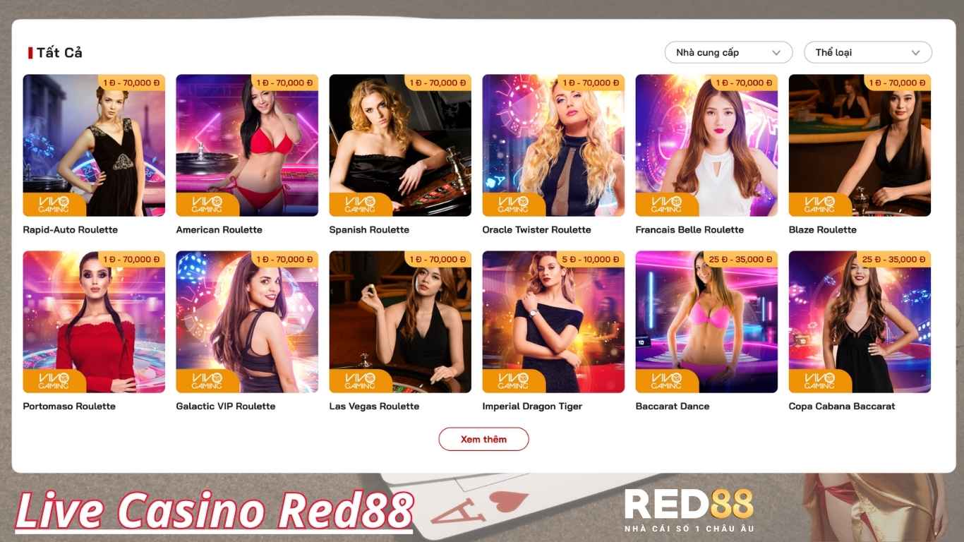 Những nhà phát hành live casino RED88 được quan tâm hàng đầu