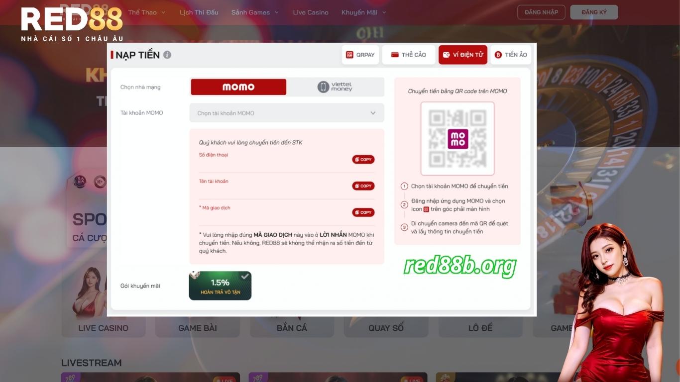 Hướng dẫn cách nạp tiền Red88